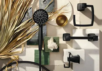 Blakc bathroom shower head and bathroom faucets