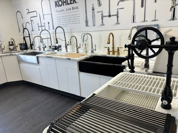 Kohler faucets on display in the Weinstein Reading Showroom