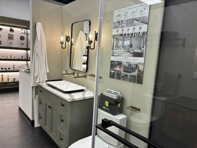 Bathroom vanity cabinet and mirrow at Weinstein Kitchen & Bath Reading